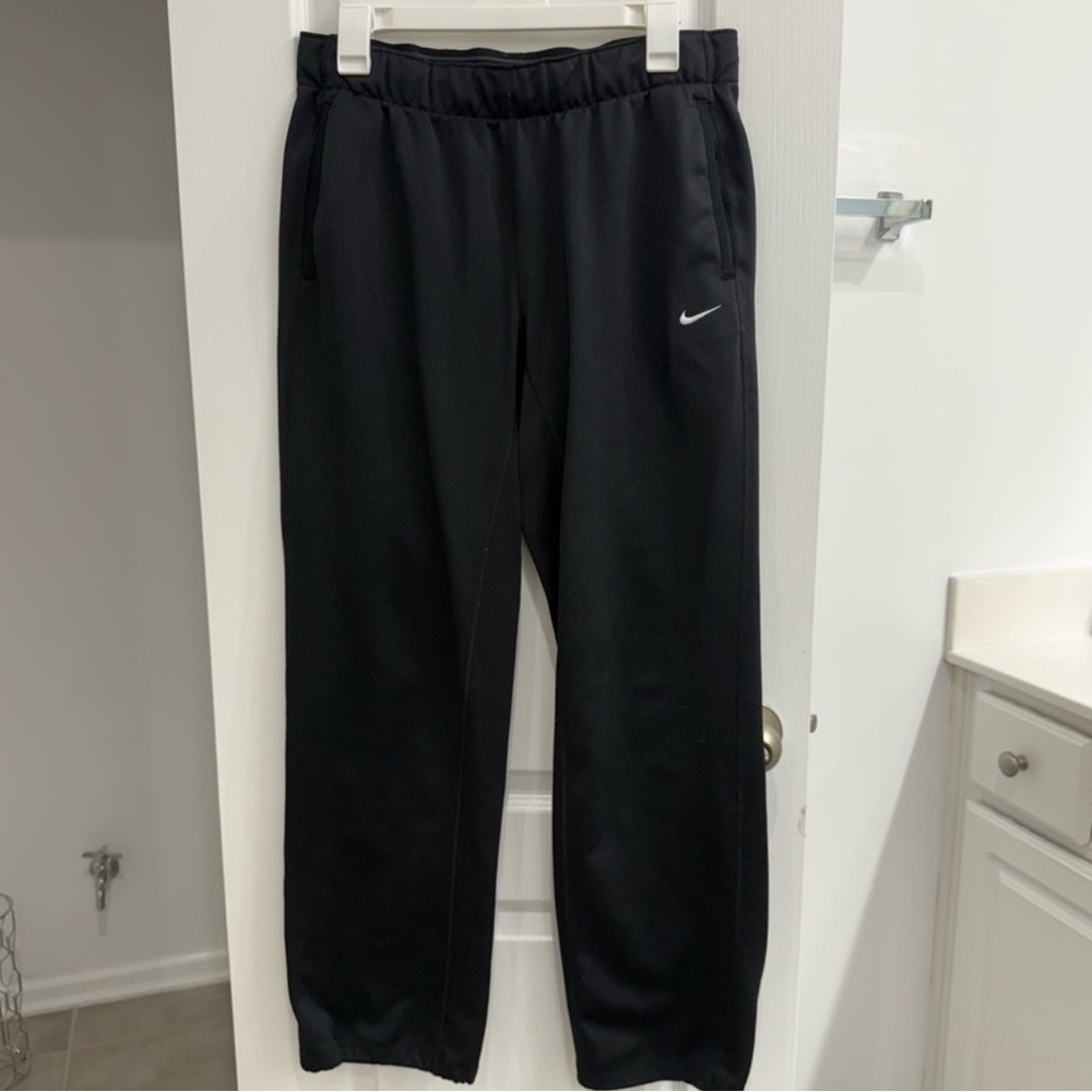 Nike Black Track Pants with White Swoosh
